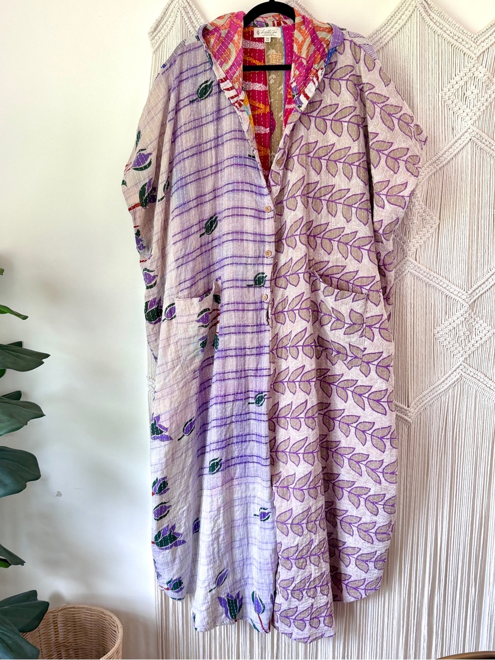 Kantha Bae Purple Blue Tan White Hooded Peacemaker Jumpsuit OS NWOT